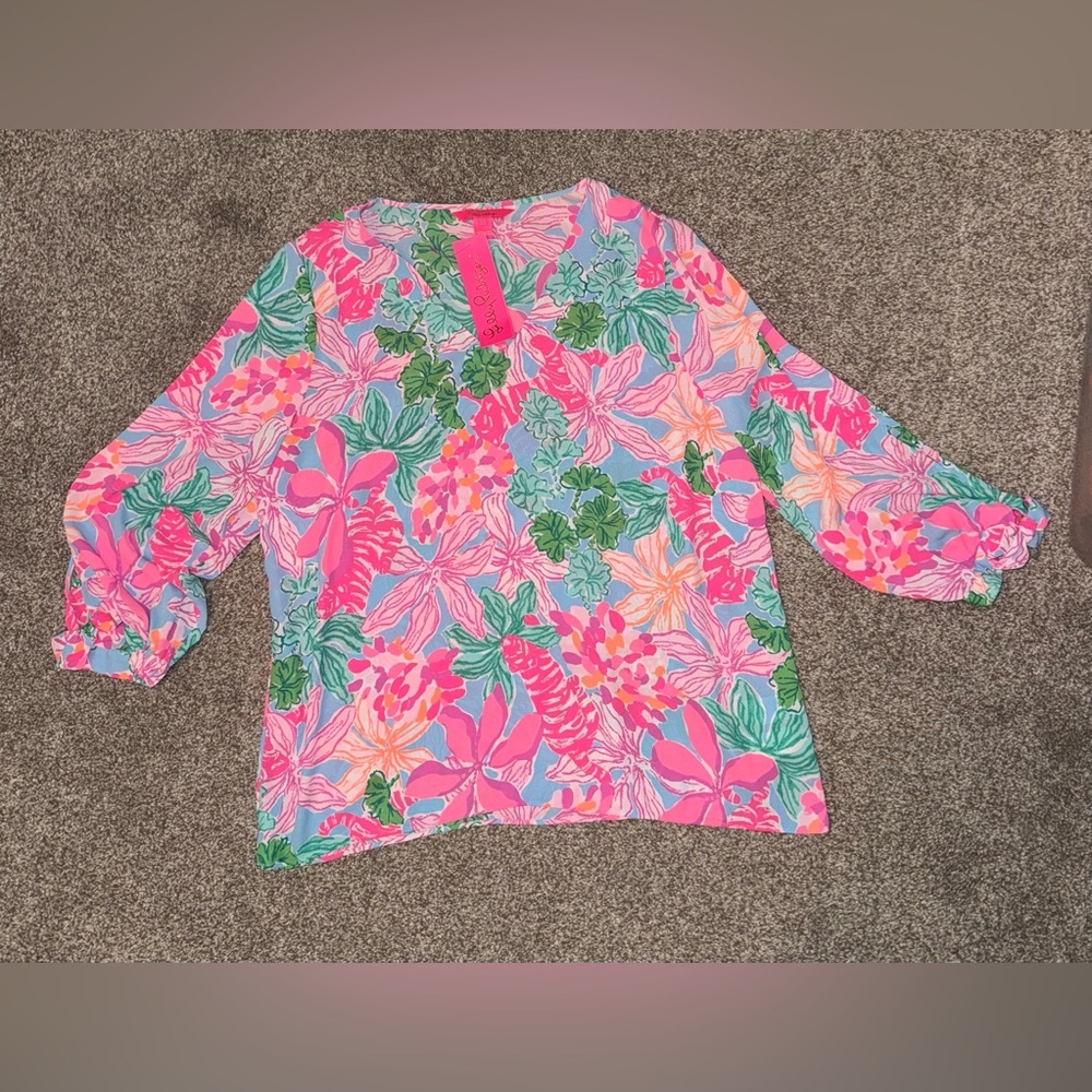 Lilly Pulitzer Pamala 3/4 sleeve top - tigers lair - large